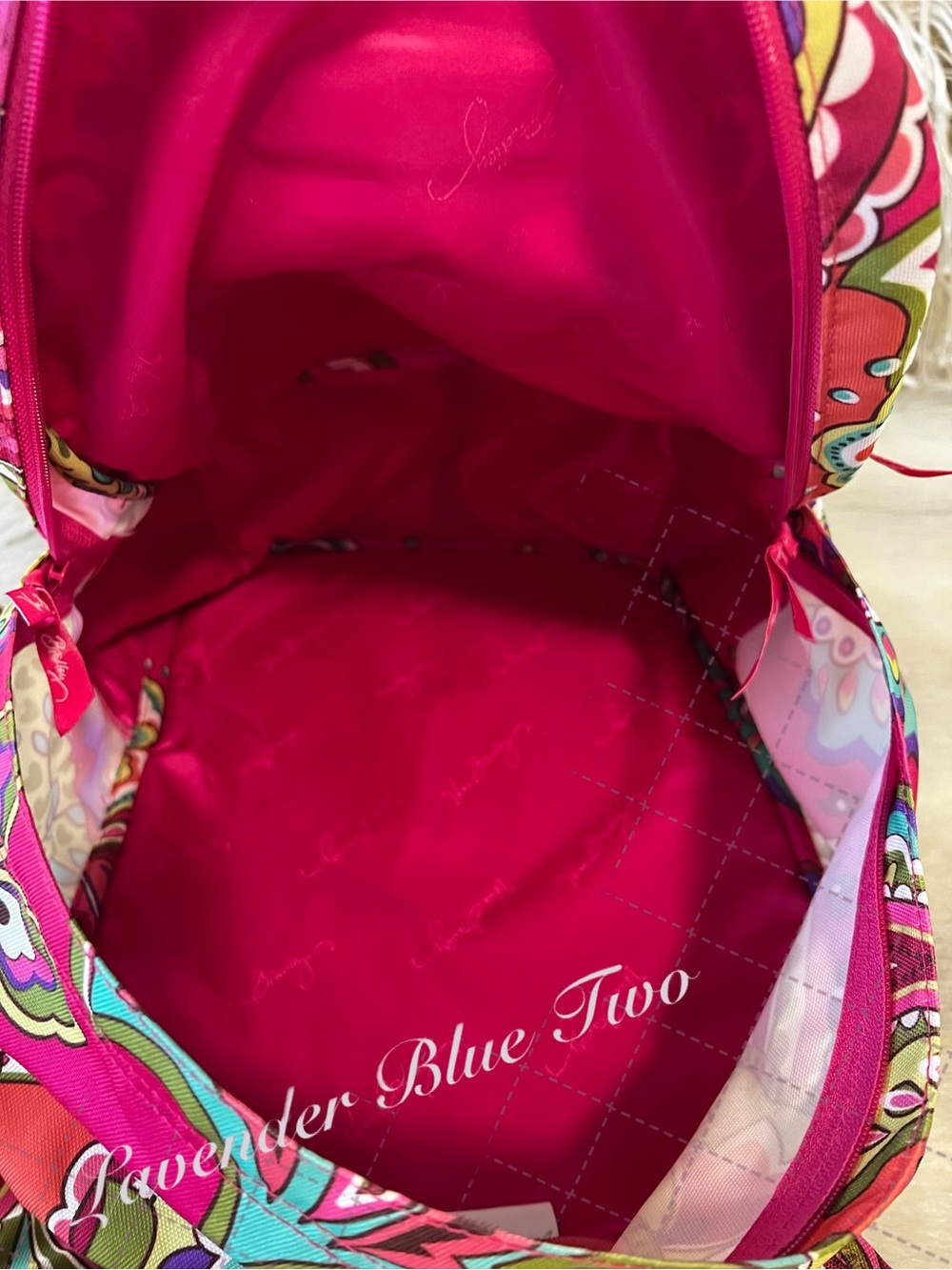 VERA BRADLEY Pink Swirls 2014 Lighten Up Essential Backpack Green Paisley Floral - Picture 15 of 17